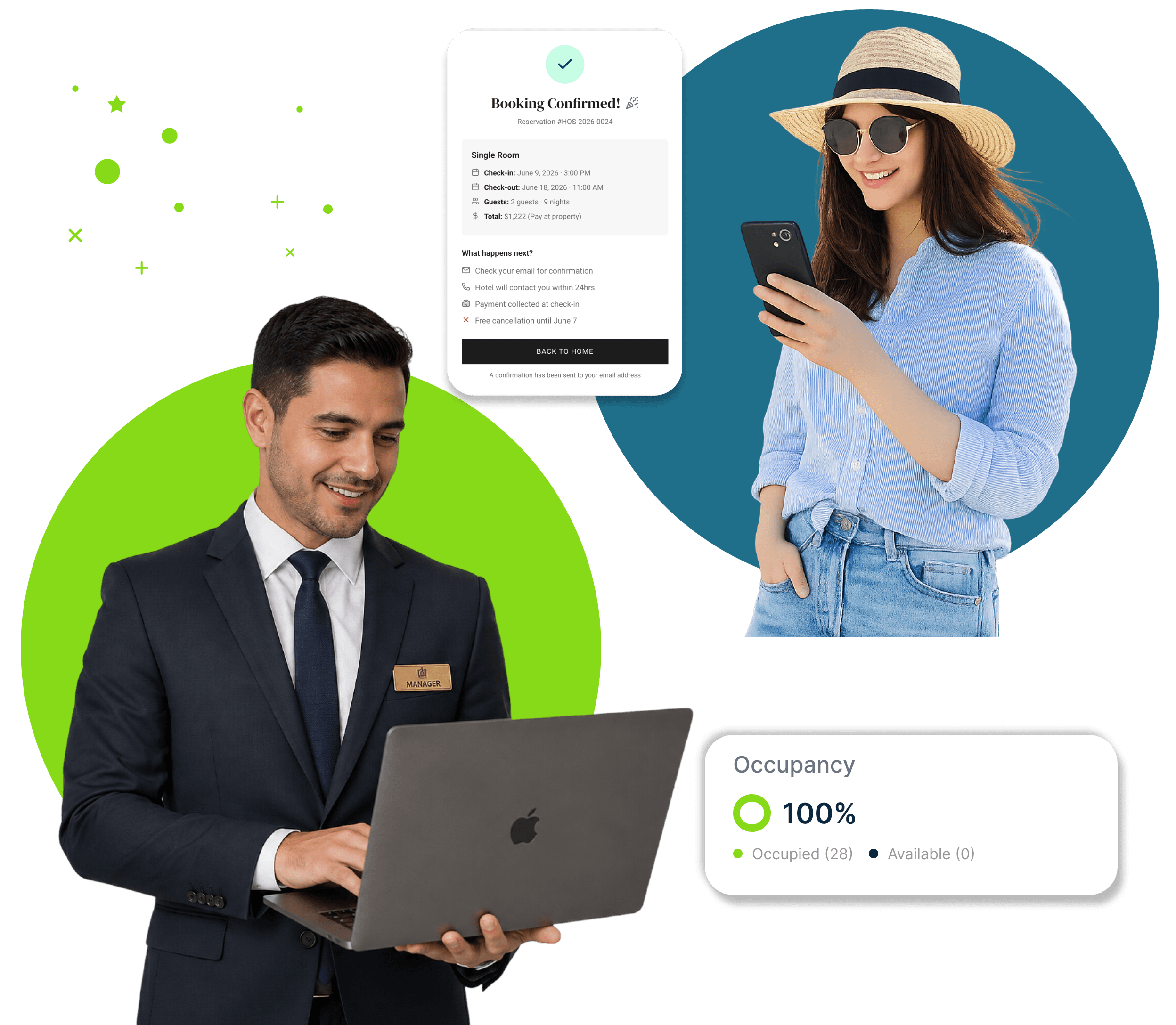 Hostli hotel manager and guest