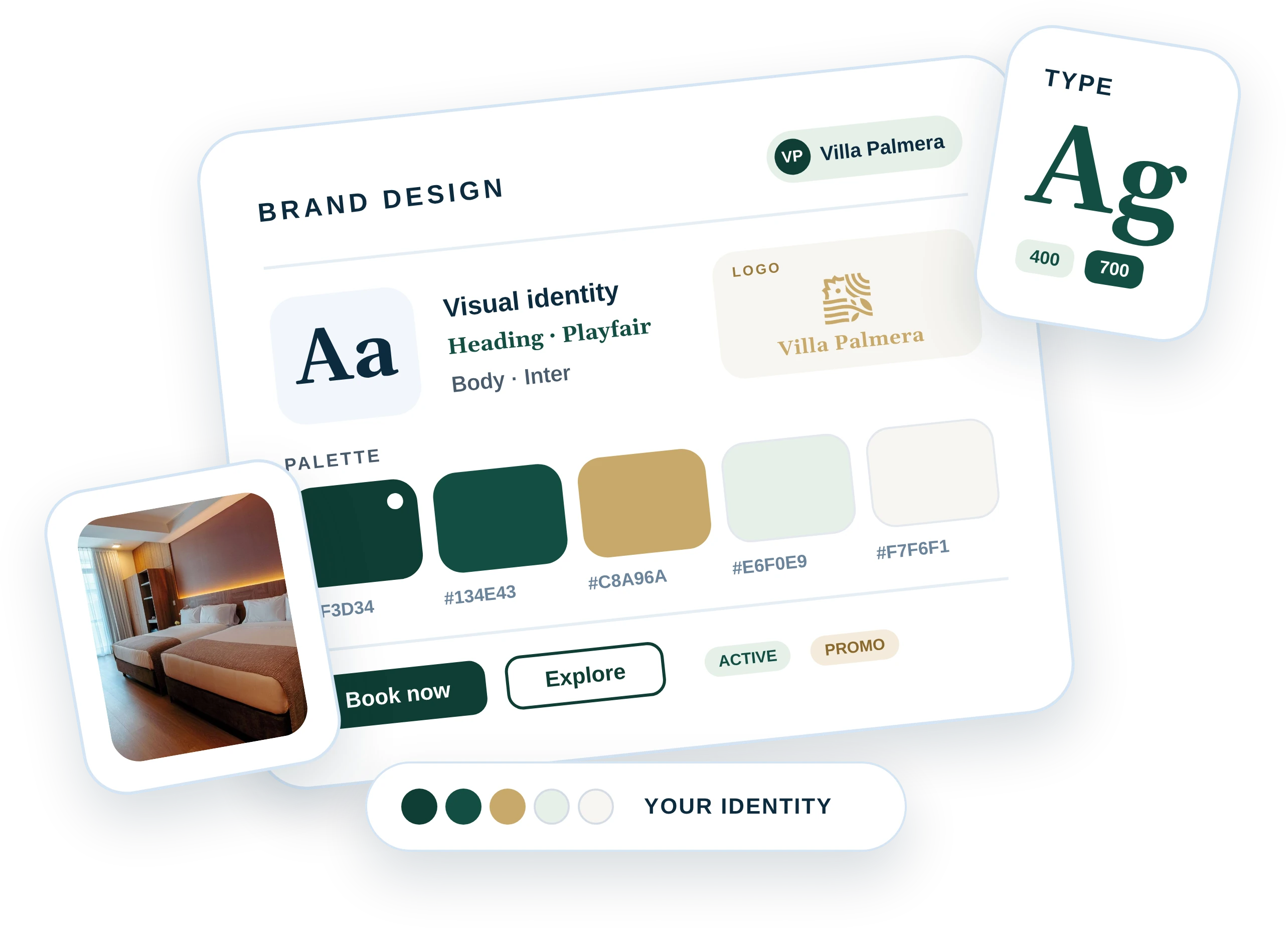 Guía de marca: tipografía, logo, paleta de colores, botones y foto